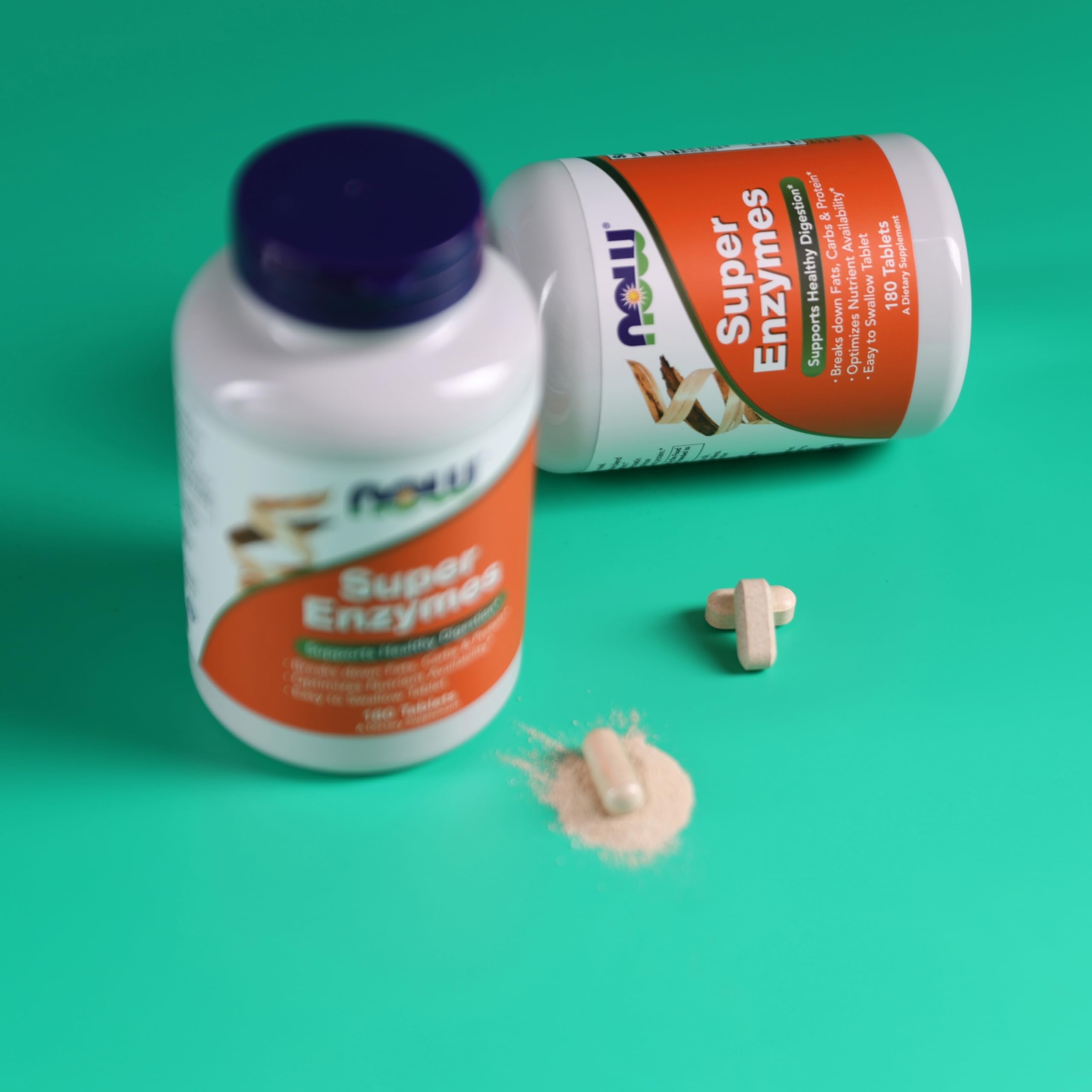 NOW Foods Super Enzymes: bromelina y pancreatina, ingredientes destacados en la fórmula.