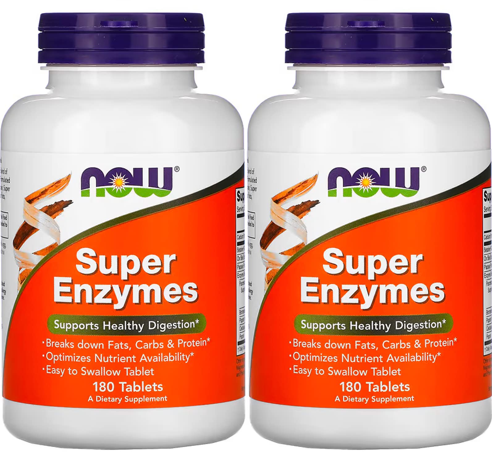 NOW Foods Super Enzymes, cápsulas en frasco, apoyan la digestión durante las comidas.