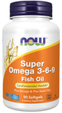 NOW Foods Super Omega 3-6-9: botella con cápsulas para apoyo nutrimental diario