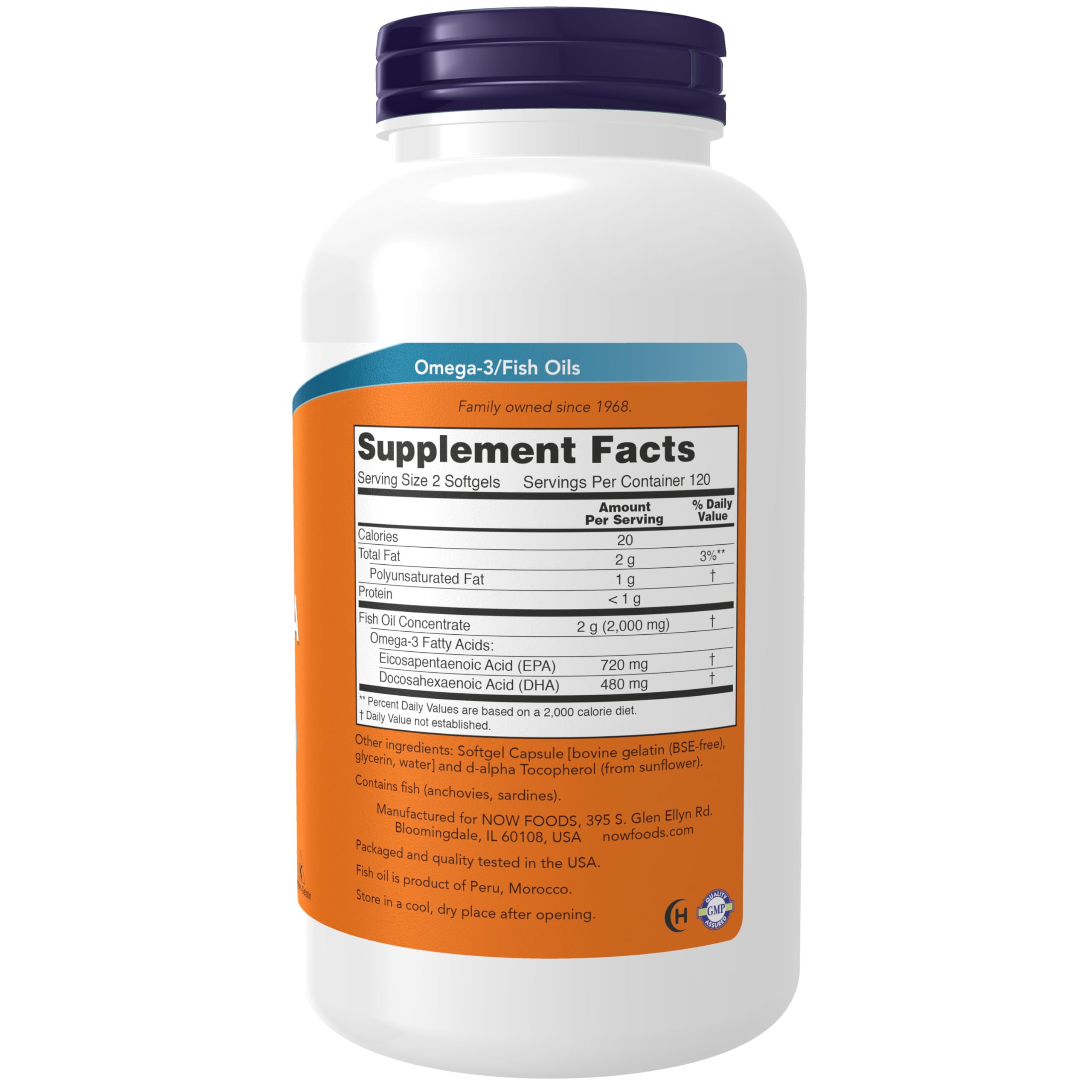 Etiqueta de NOW Foods Super Omega EPA garantiza calidad y pureza