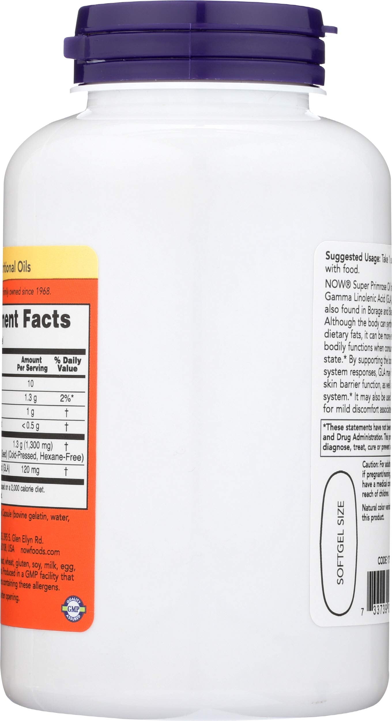 Now Foods Primrose 1300mg cápsulas, uso diario para bienestar general