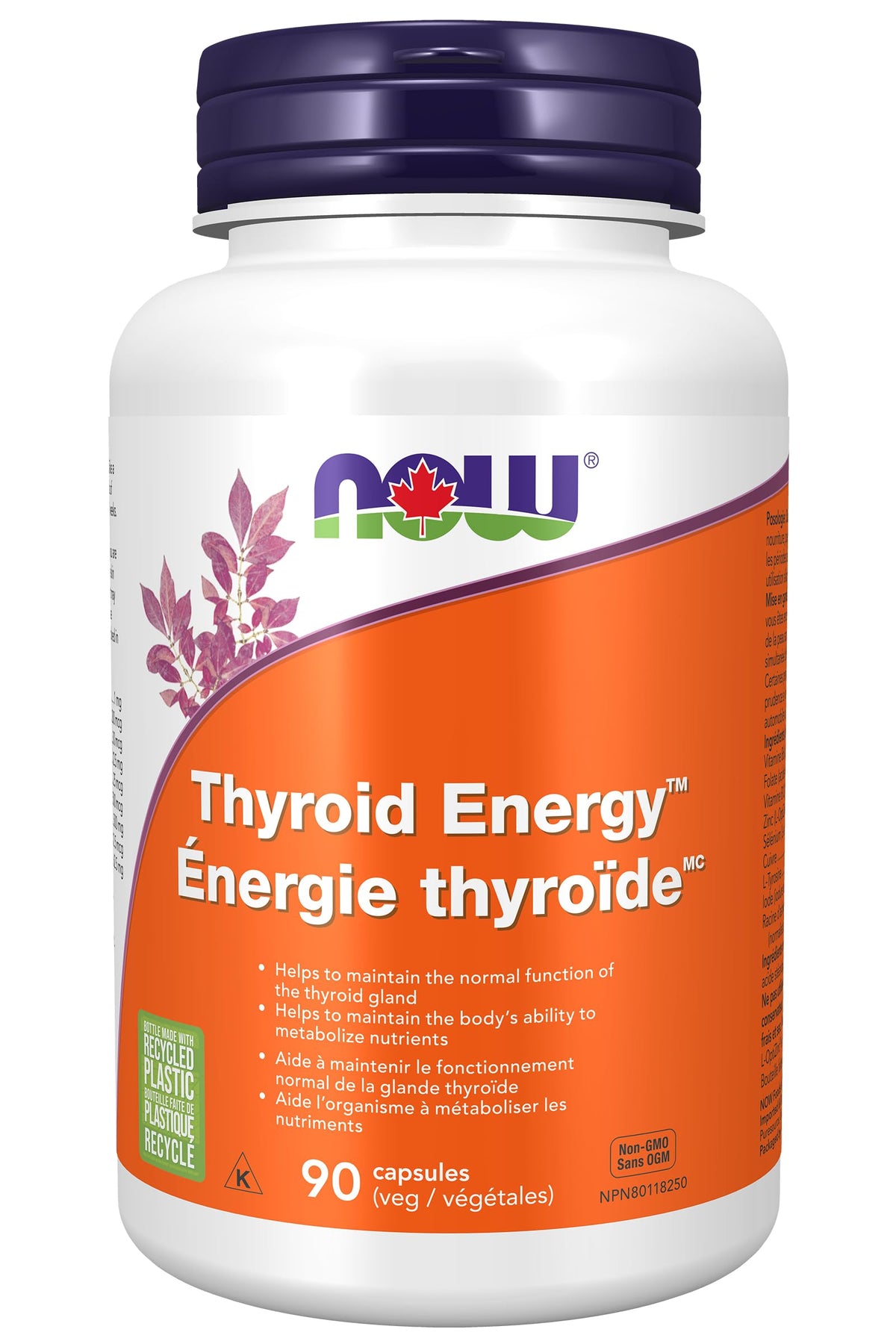 NOW Foods Thyroid Energy, bote de cápsulas, apoyo para metabolismo saludable.