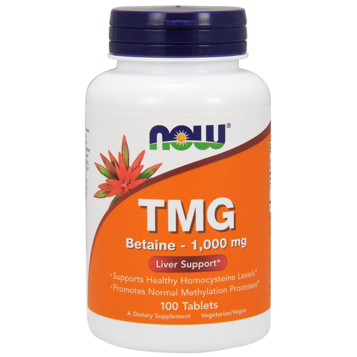 NOW Foods TMG 1000mg, vista frontal de la caja, apoyo potencial a la función cardiovascular.