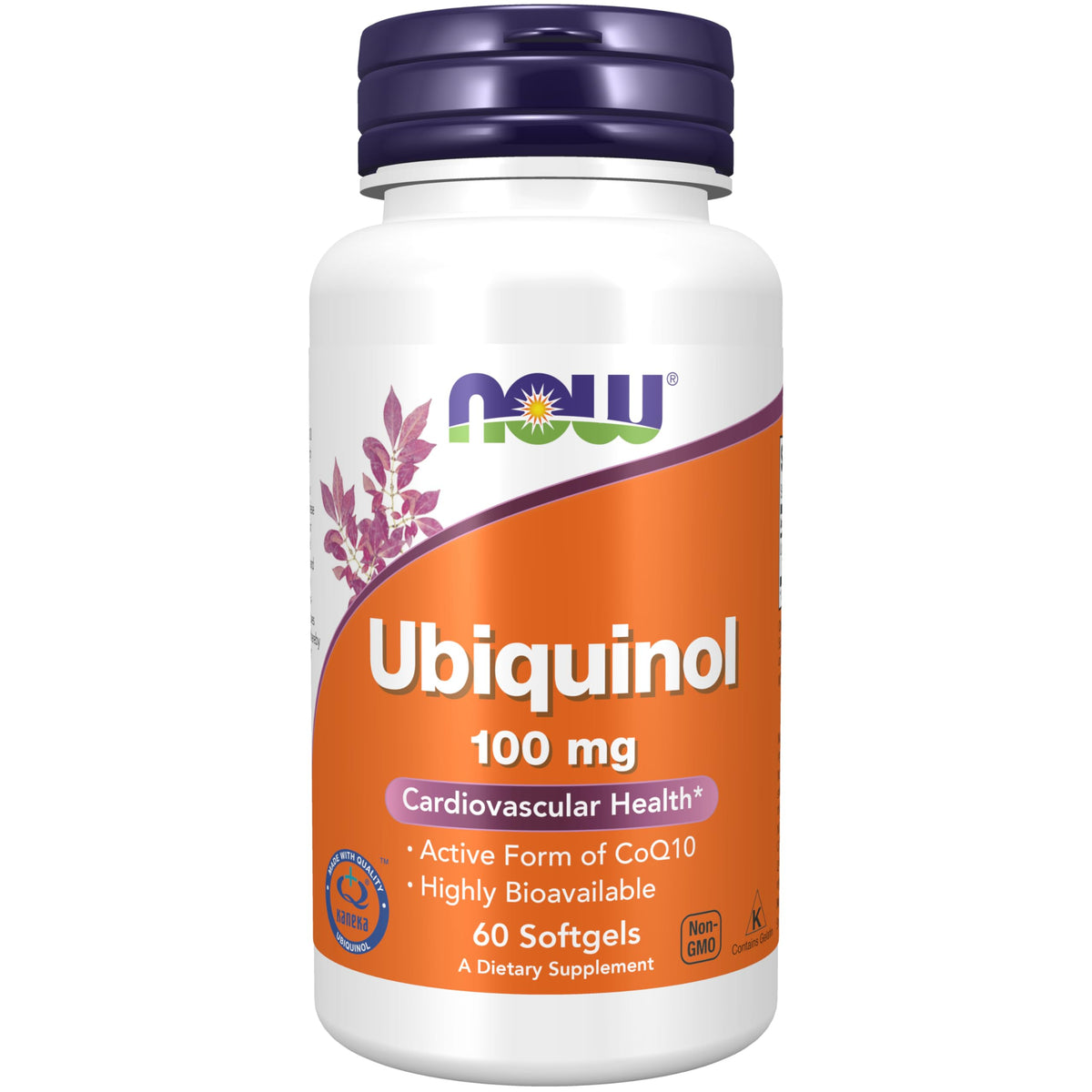 NOW Foods Ubiquinol 100 mg, botella frontal, posible apoyo a la energía celular.
