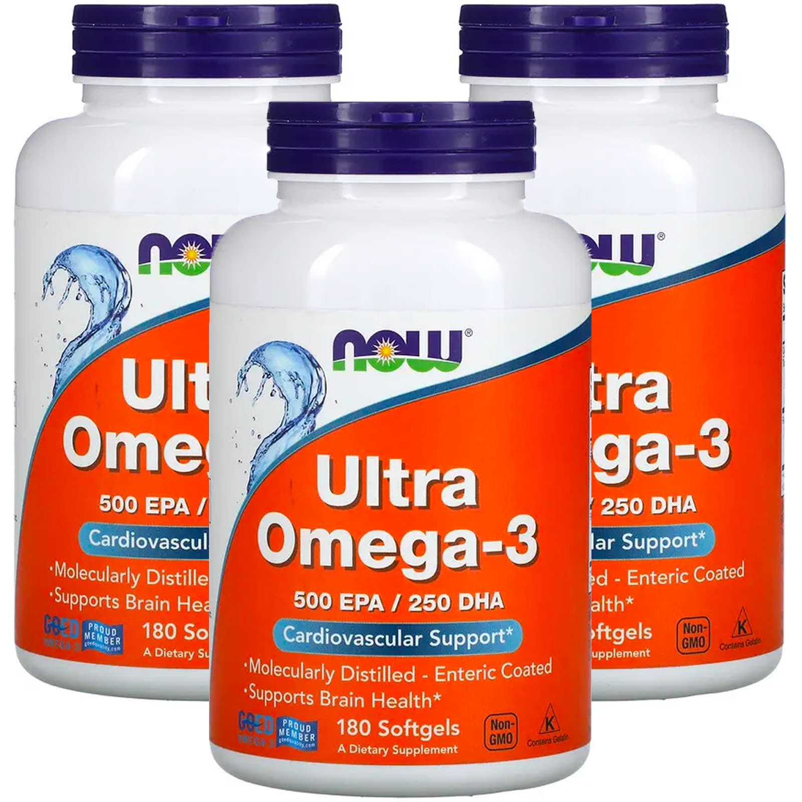 NOW Foods Ultra Omega-3 3 Pack, botella frontal, posible apoyo a la salud general