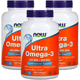 NOW Foods Ultra Omega-3 3 Pack, botella frontal, posible apoyo a la salud general