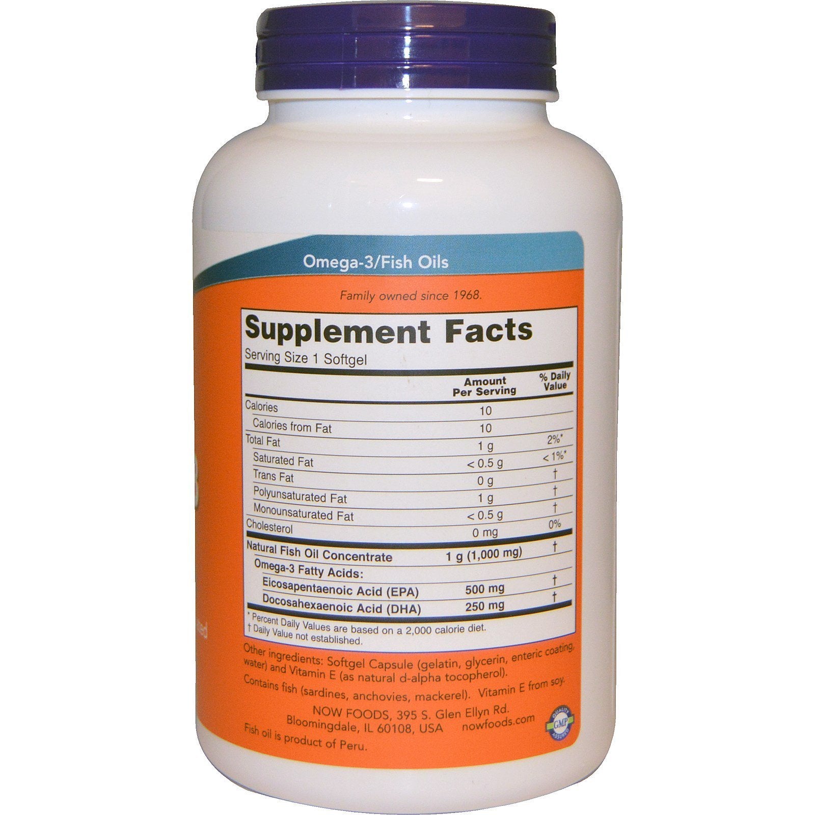 NOW Foods Ultra Omega-3, softgeles frontal, opción apta para estómago sensible