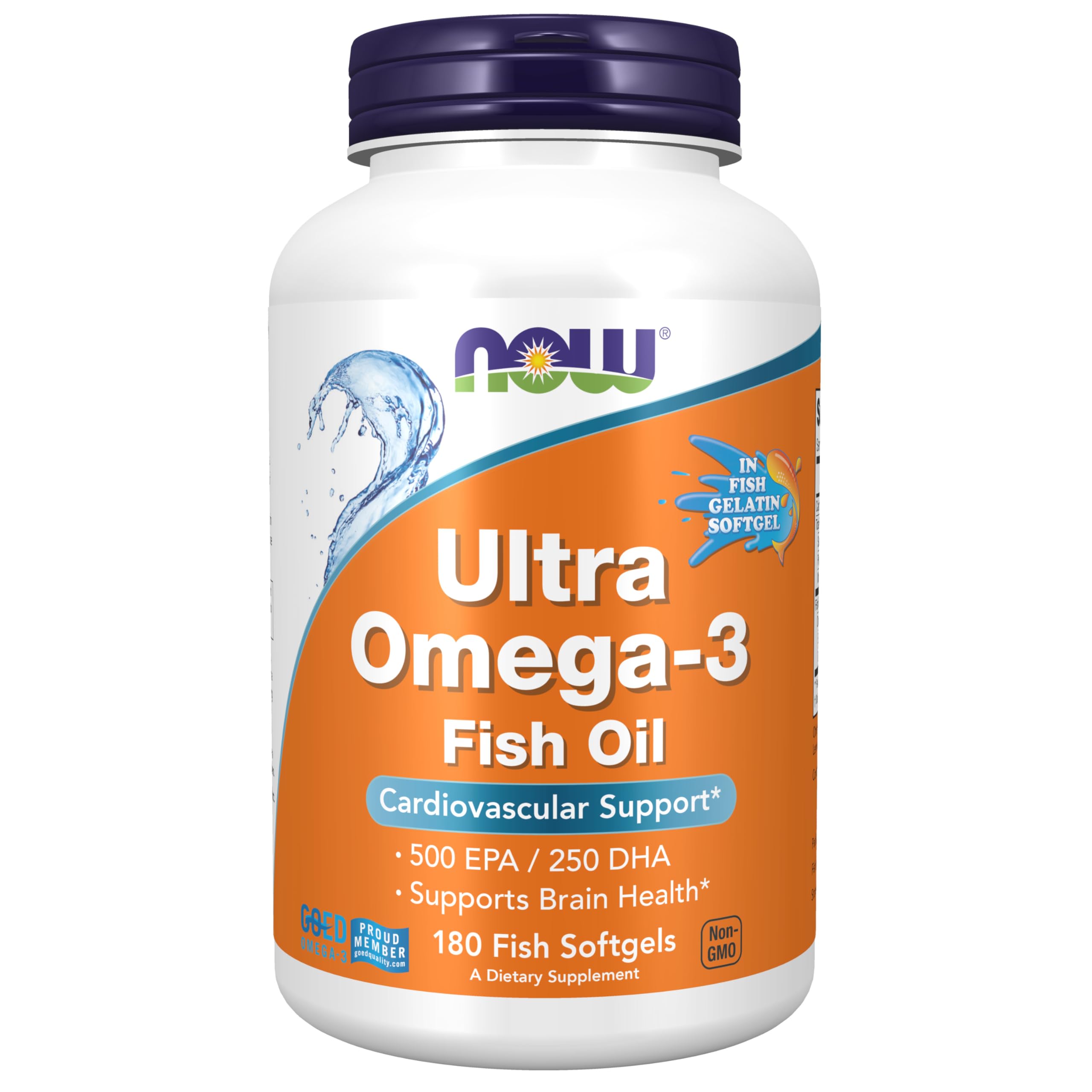 NOW Foods Ultra Omega-3 botella de cápsulas, apoyo a la salud cardiovascular y cerebral