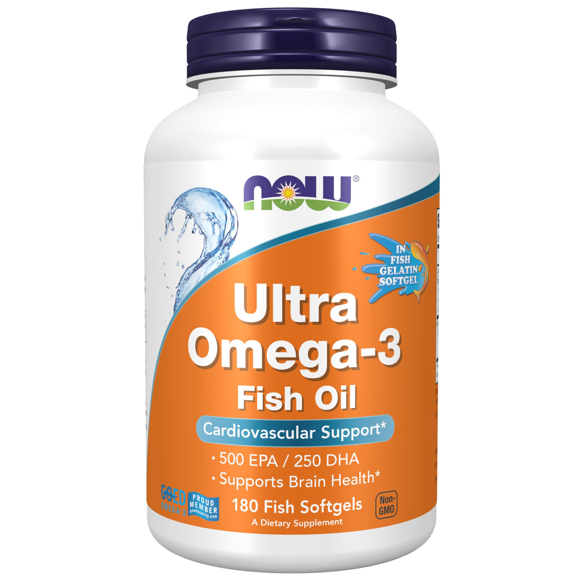 NOW Foods Ultra Omega-3 botella de cápsulas, apoyo a la salud cardiovascular y cerebral