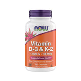 NOW Foods Vitamina D3 K2, botella, soporte óseo y salud cardiovascular