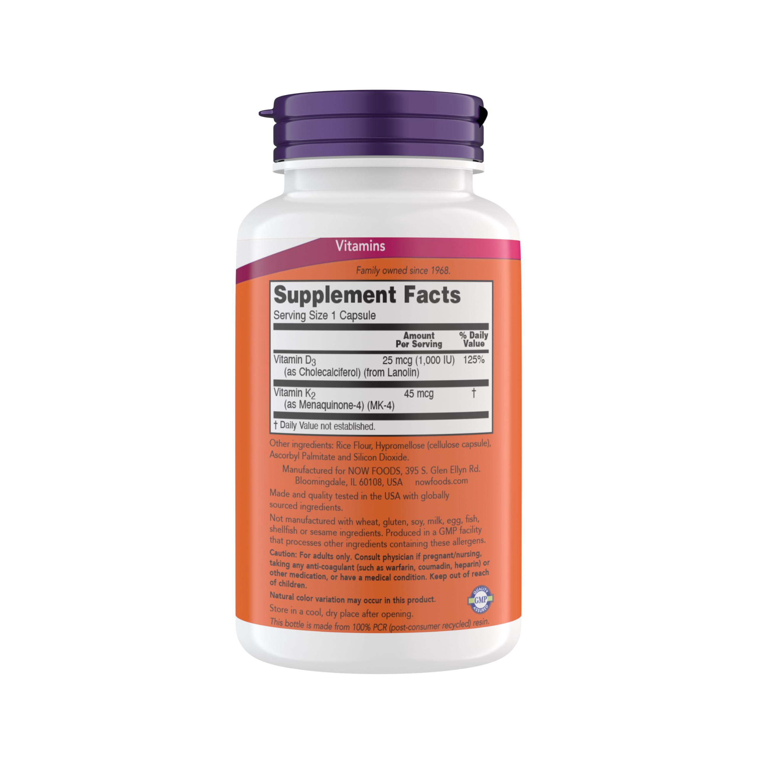 NOW Foods Vitamina D3 K2, cápsulas vegetarianas para absorción de calcio