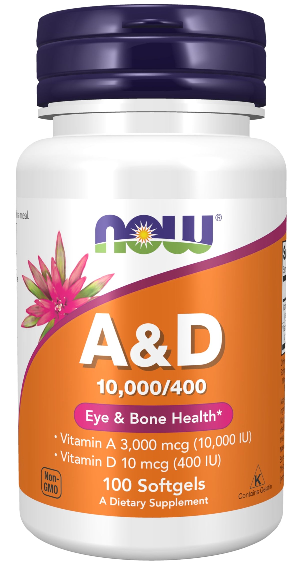 NOW Foods Vitamina A y D cápsulas blandas en botella, favorece la salud ocular y ósea