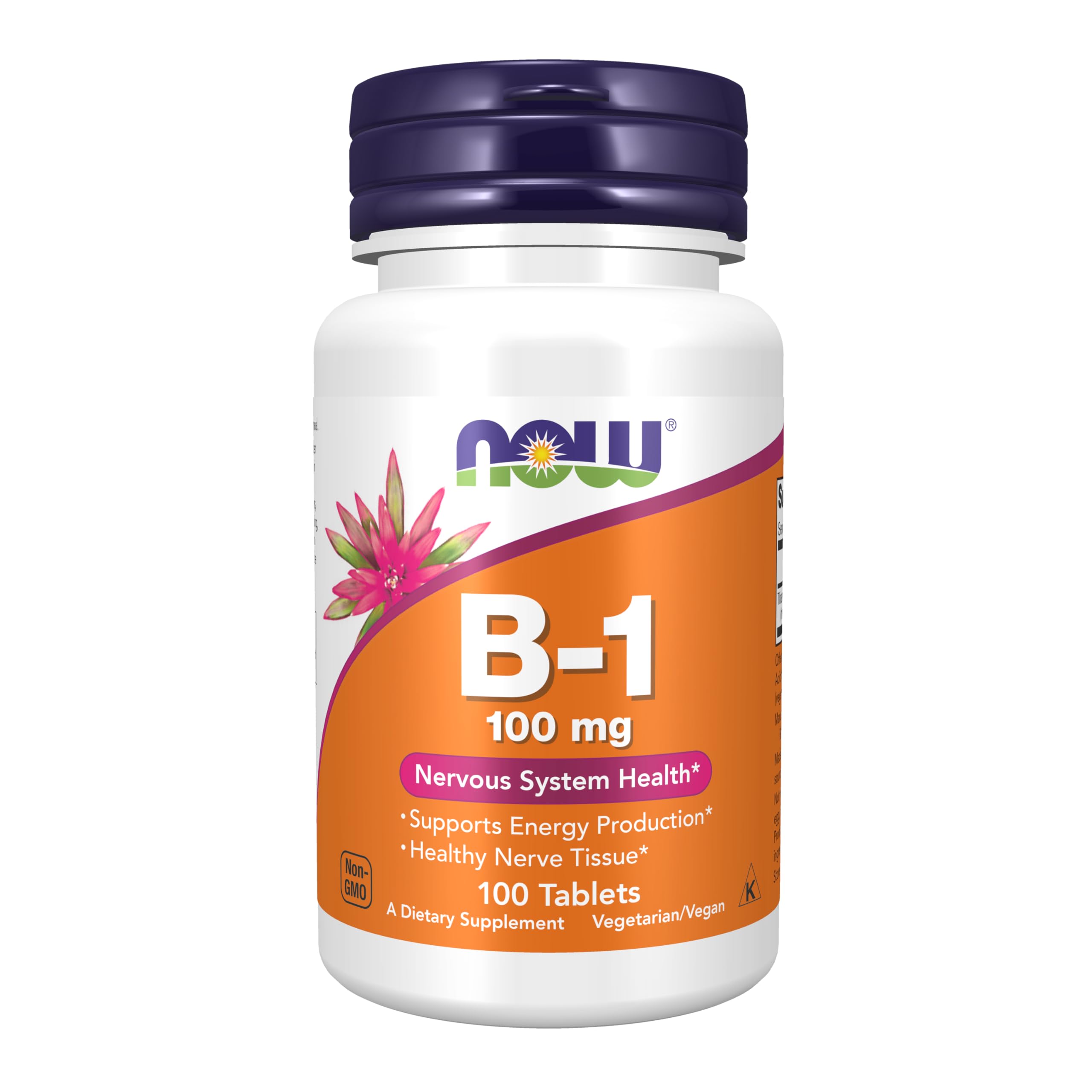 NOW Foods Vitamina B-1 tableta 100 mg, empaque práctico para uso diario