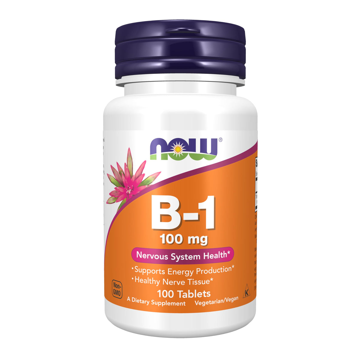 NOW Foods Vitamina B-1 tableta 100 mg, empaque práctico para uso diario
