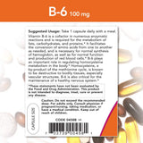 NOW Foods Vitamina B-6 100 mg, etiqueta clara en la caja.