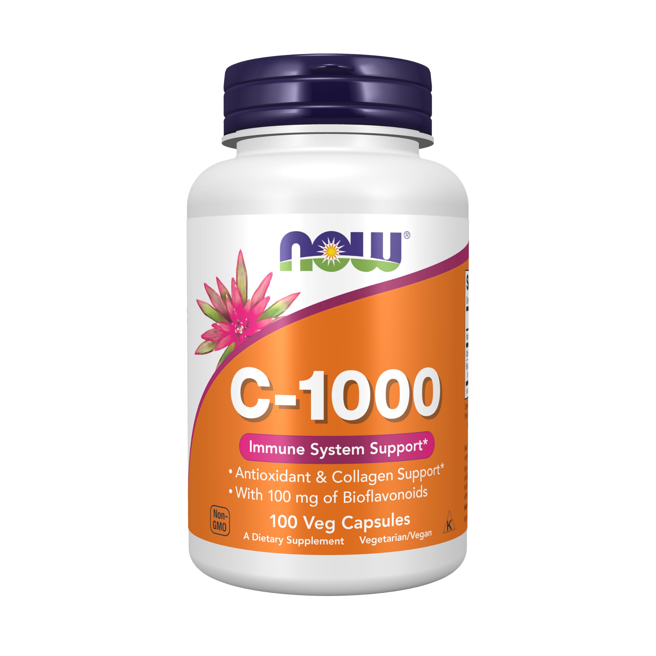 NOW Foods Vitamina C-1000: botella con cápsulas para protección antioxidante y bioflavonoides.