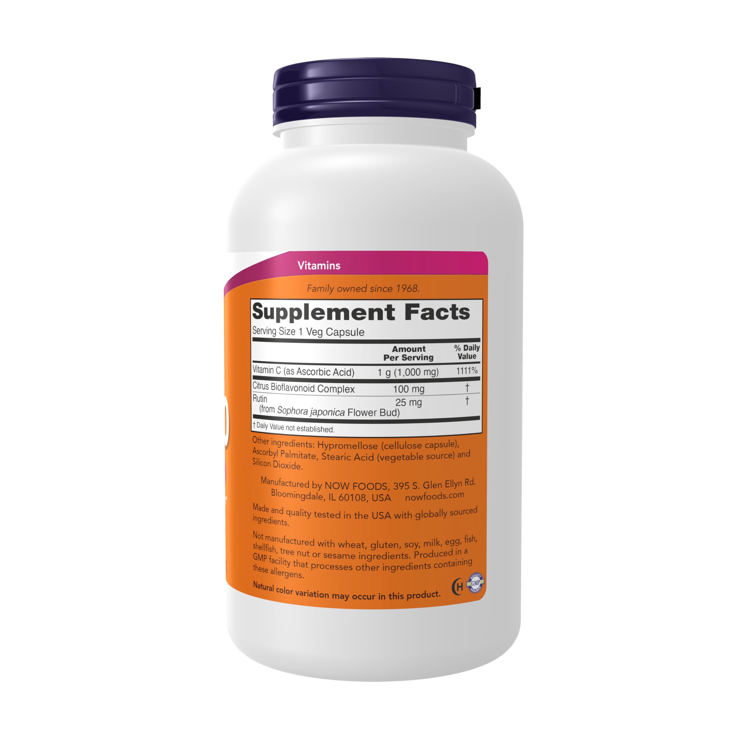 NOW Foods Vitamina C-1000 con bioflavonoides, cápsulas fáciles de tragar