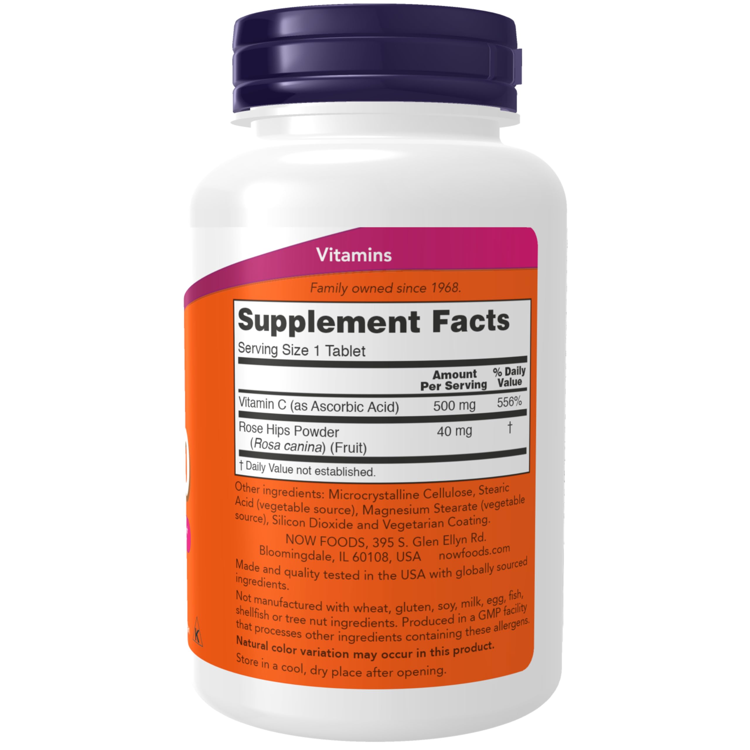 NOW Foods Vitamina C-500, detalle de rosa; favorece el metabolismo de nutrientes.