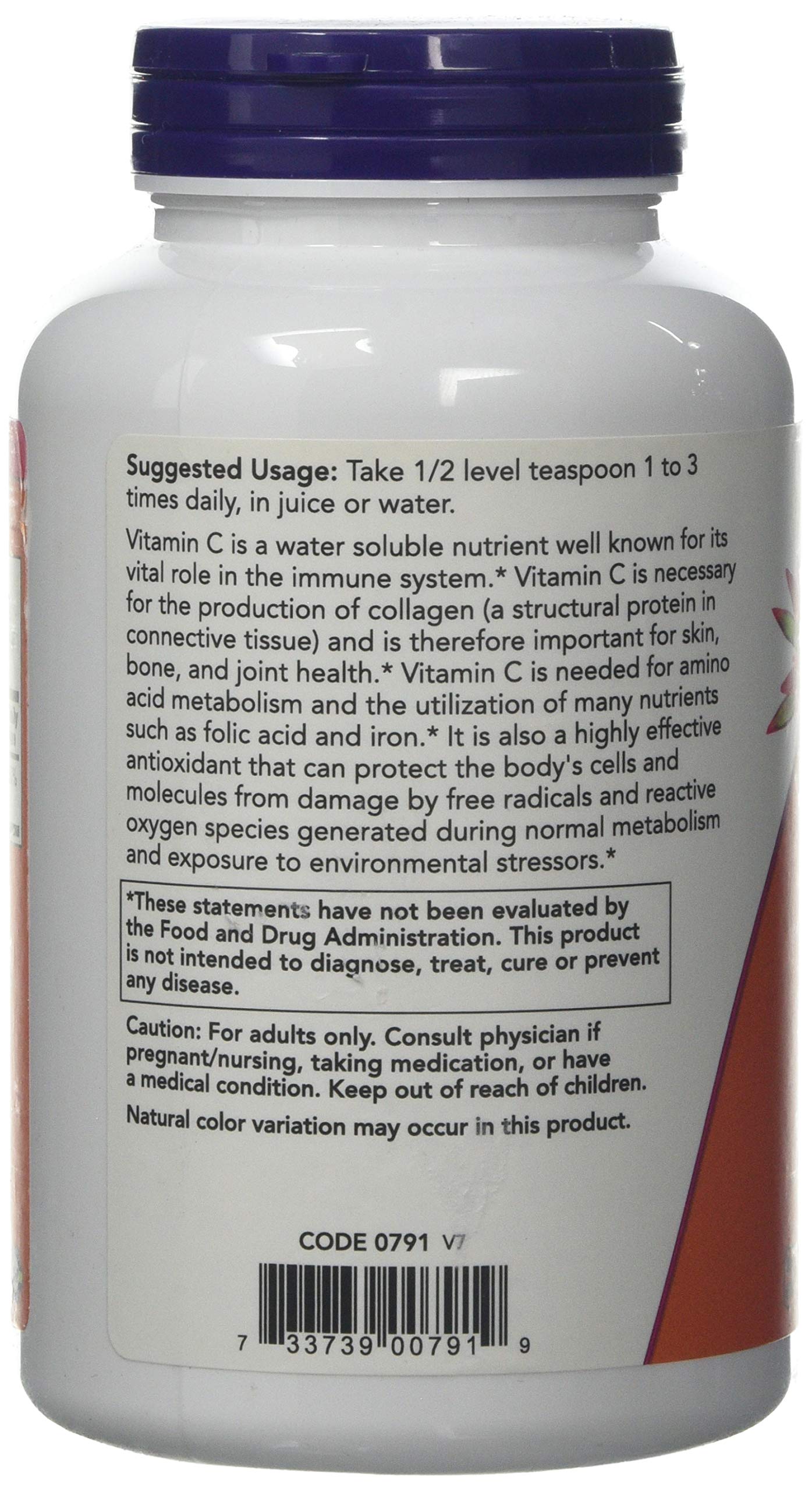 NOW Foods Vitamina C Cristales: protección antioxidante en polvo.