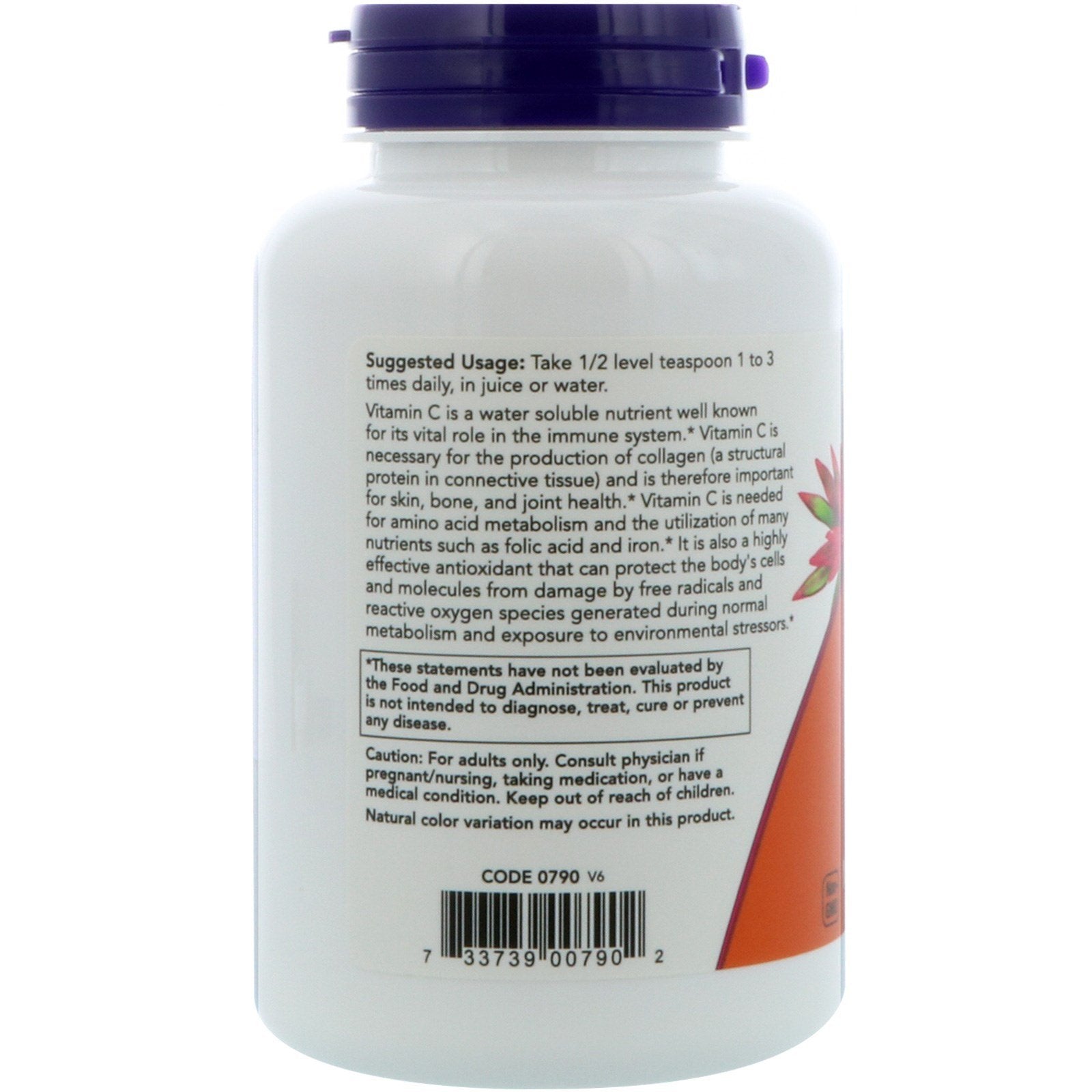 NOW Foods Vitamina C polvo: mezcla fácil para batidos y recetas cítricas