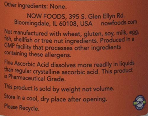 NOW Foods Vitamina C Cristales: polvo puro para añadir a batidos.
