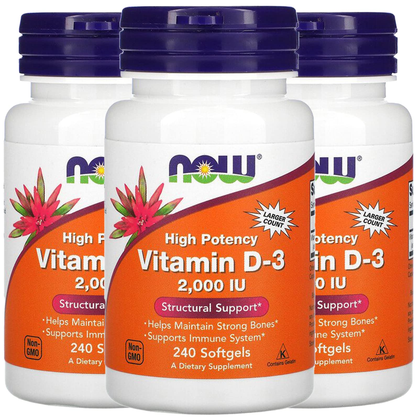 NOW Foods Vitamina D-3 en botella, soporte para huesos fuertes