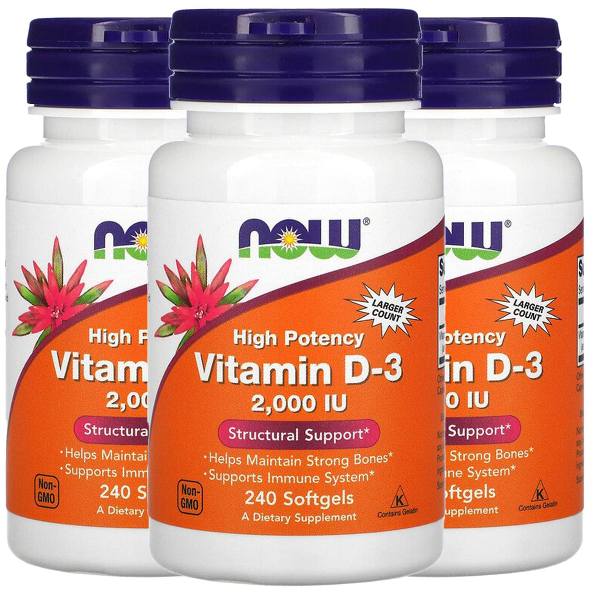 NOW Foods Vitamina D-3 en botella, soporte para huesos fuertes