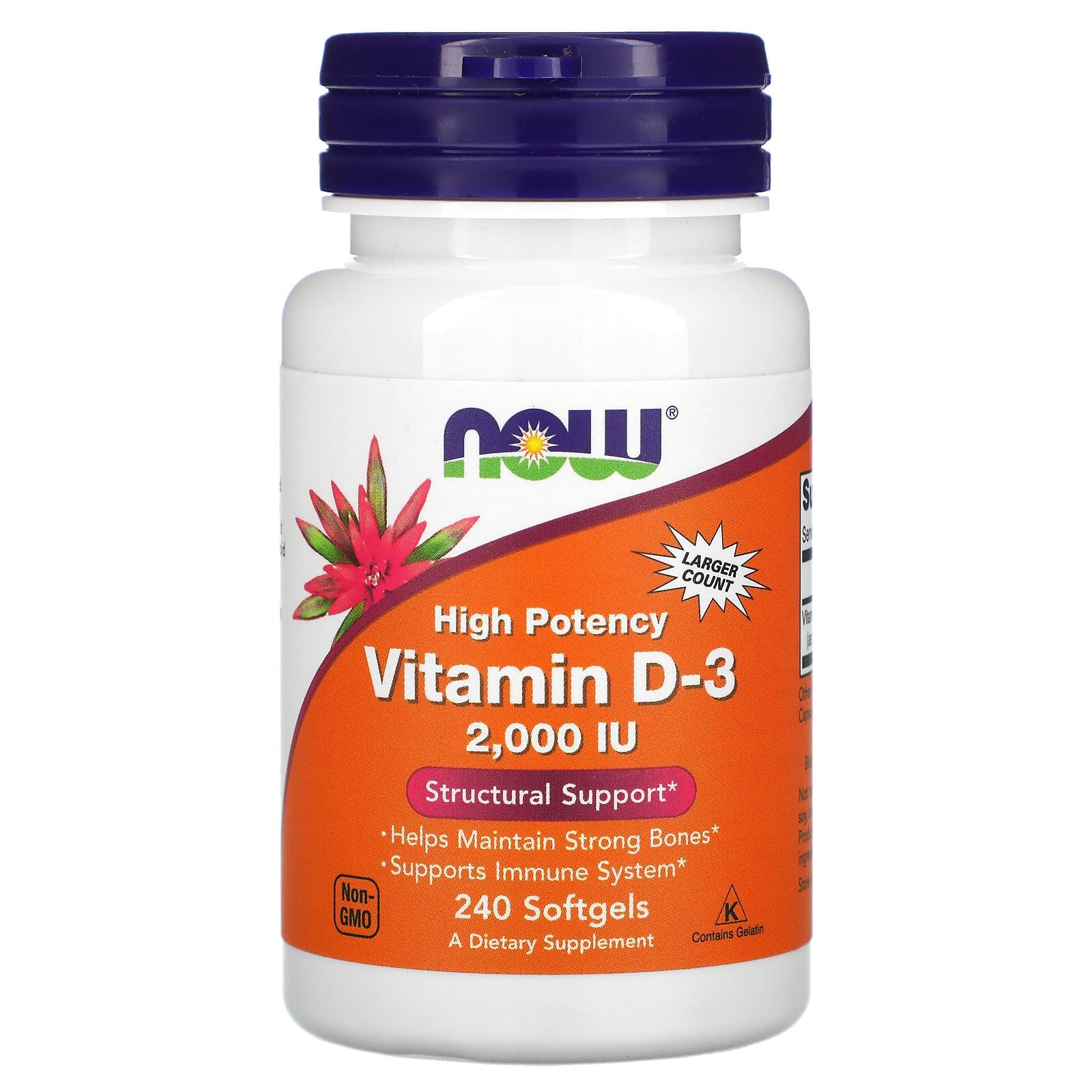 NOW Foods Vitamina D-3, cápsulas blandas, uso diario recomendado