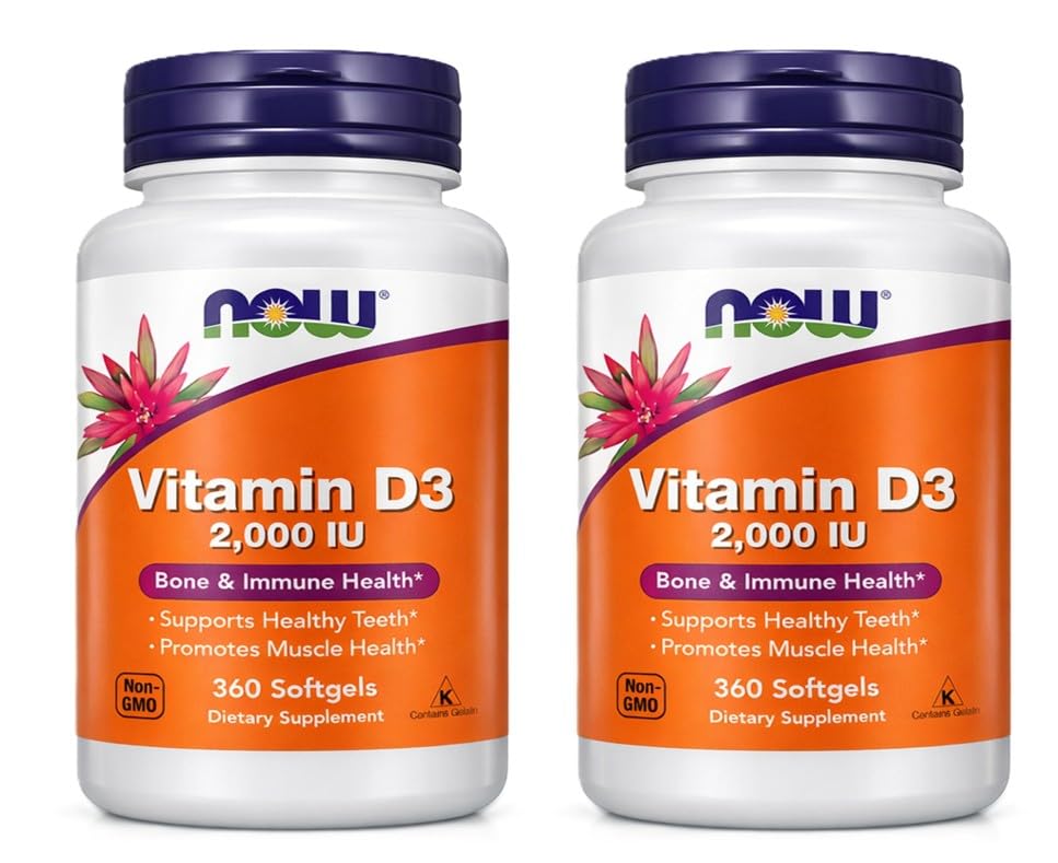 NOW Foods Vitamina D3 2000IU, etiqueta clara para leer la dosis