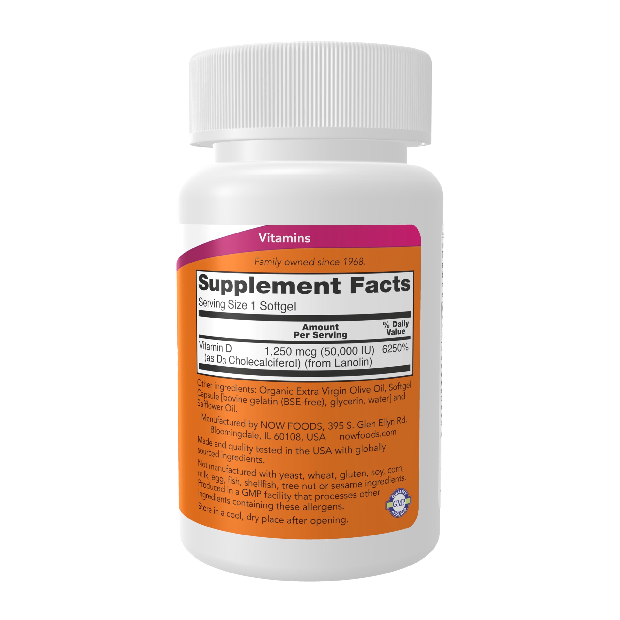 NOW Foods Vitamina D-3, cápsulas blandas, apoyo a salud ósea y sistema inmune