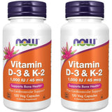 NOW Foods Vitamina D-3 y K-2, cápsulas vegetales, posible apoyo a huesos y dientes