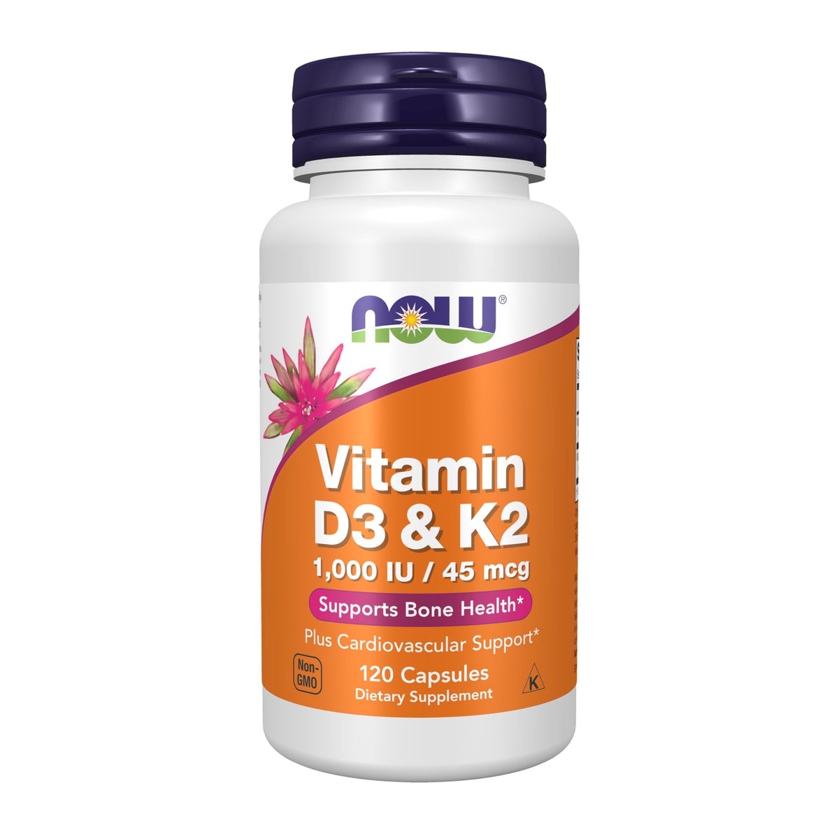 NOW Foods Vitamina D3-K2: cápsulas vegetales para posible apoyo óseo.