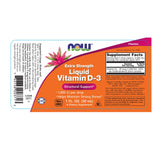 NOW Foods Vitamina D3 Líquida 1000 UI, gotero para dosificación precisa.