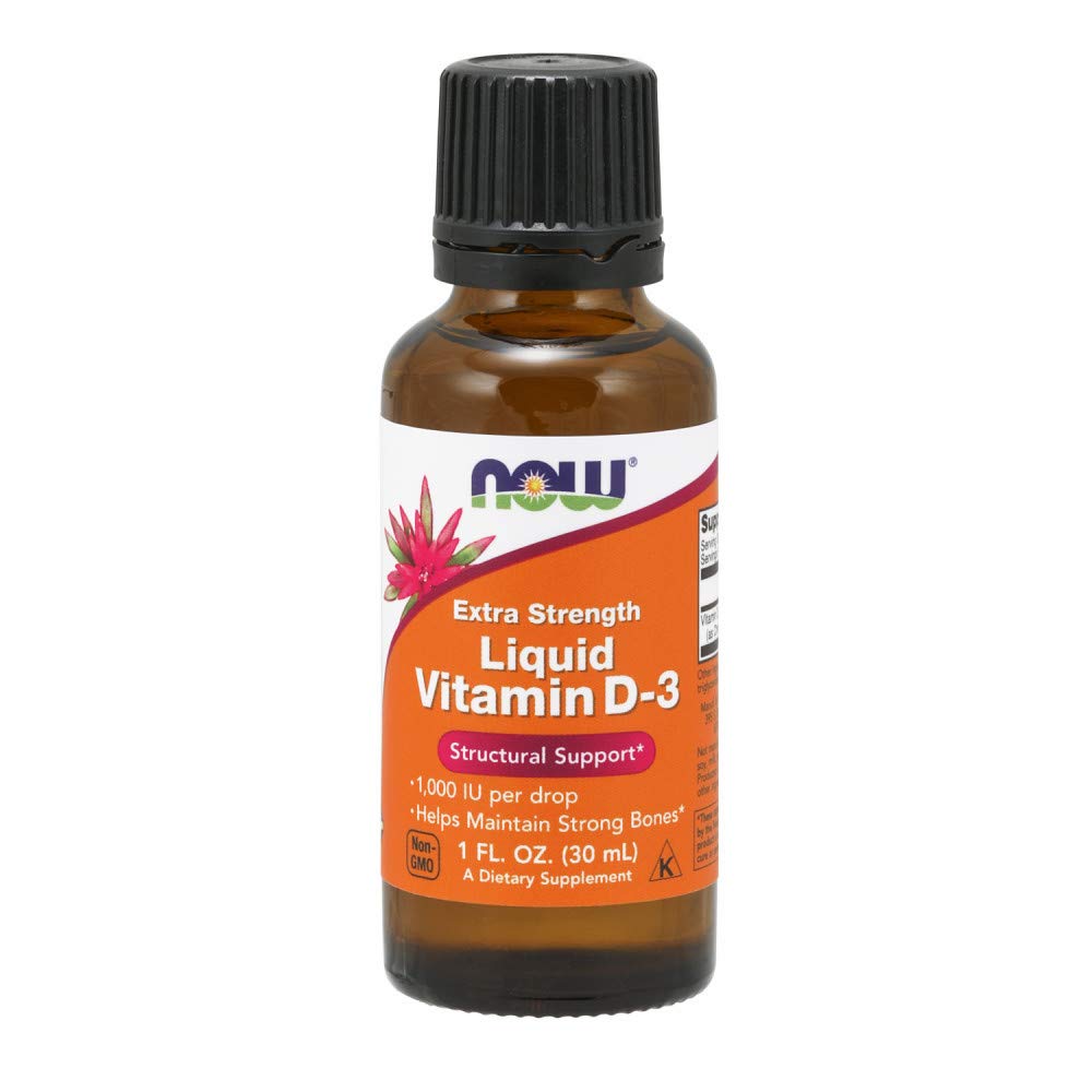 NOW Foods Vitamina D3 Líquida extra fuerza en frasco, dosis diaria conveniente.