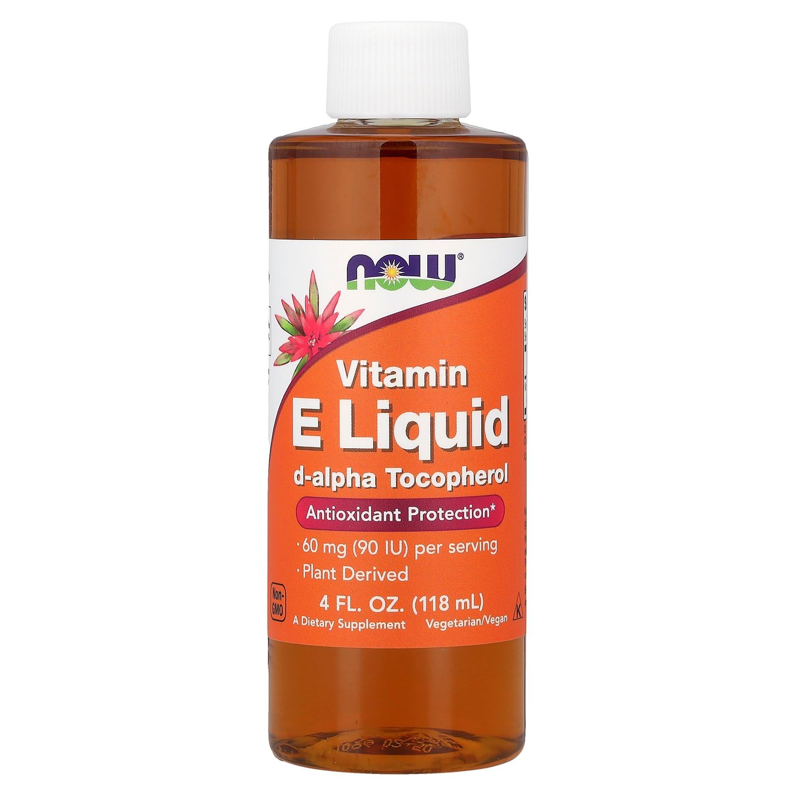 NOW Foods Vitamina E líquida, botella de 4 onzas, para cuidado de la piel.