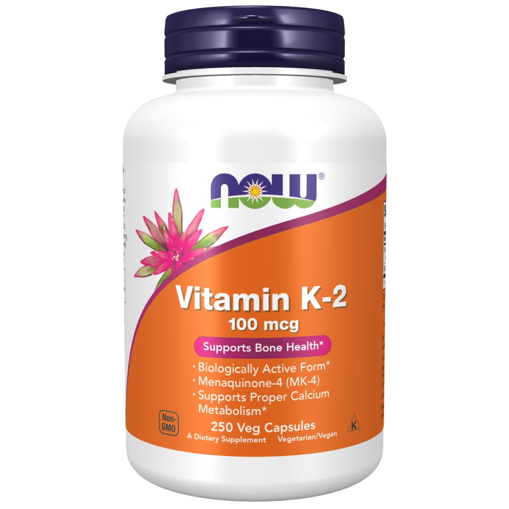 NOW Foods Vitamina K-2, cápsulas vegetales, posible apoyo a la salud ósea.