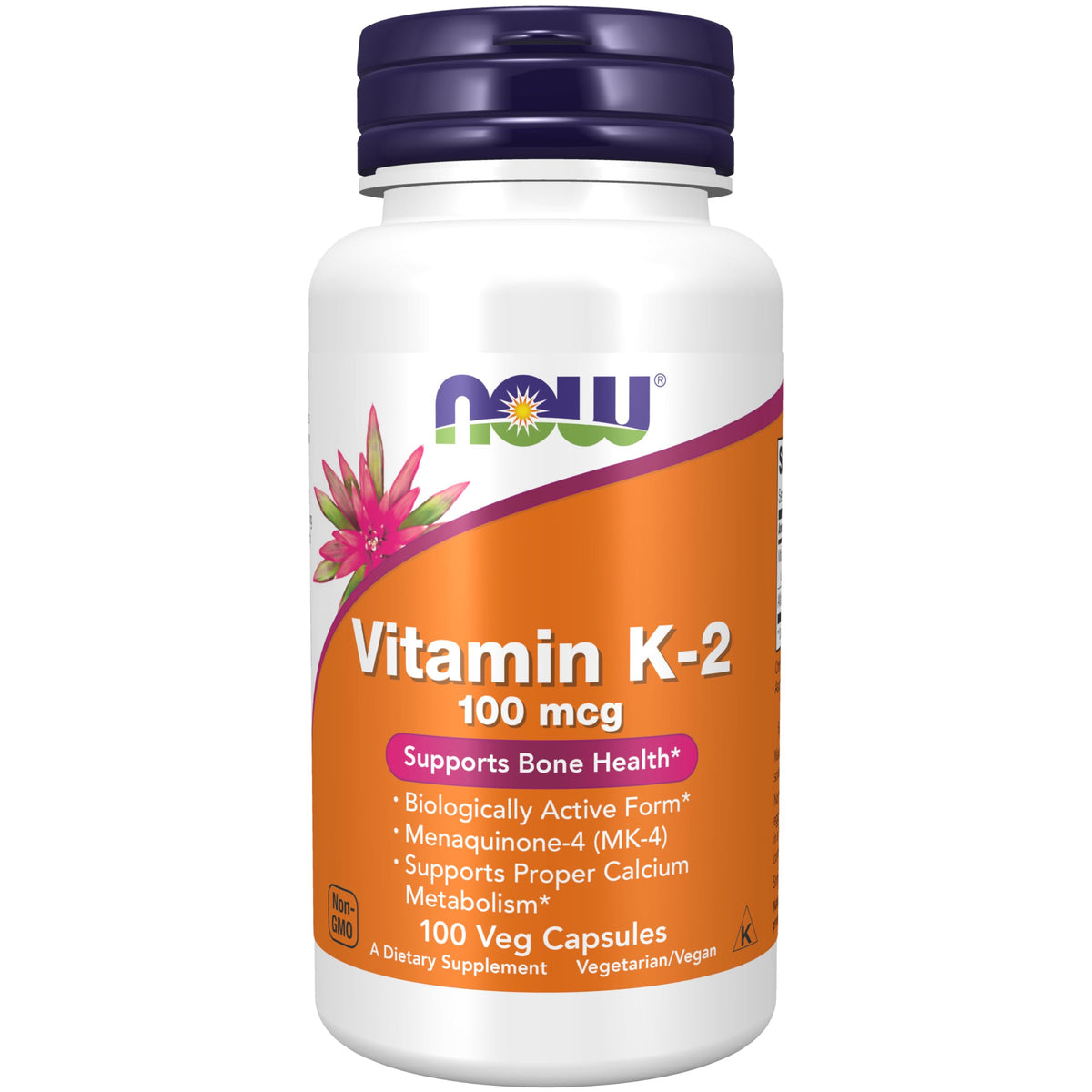 NOW Foods Vitamina K2 MK-4 en cápsulas, apoyo potencial para huesos saludables.