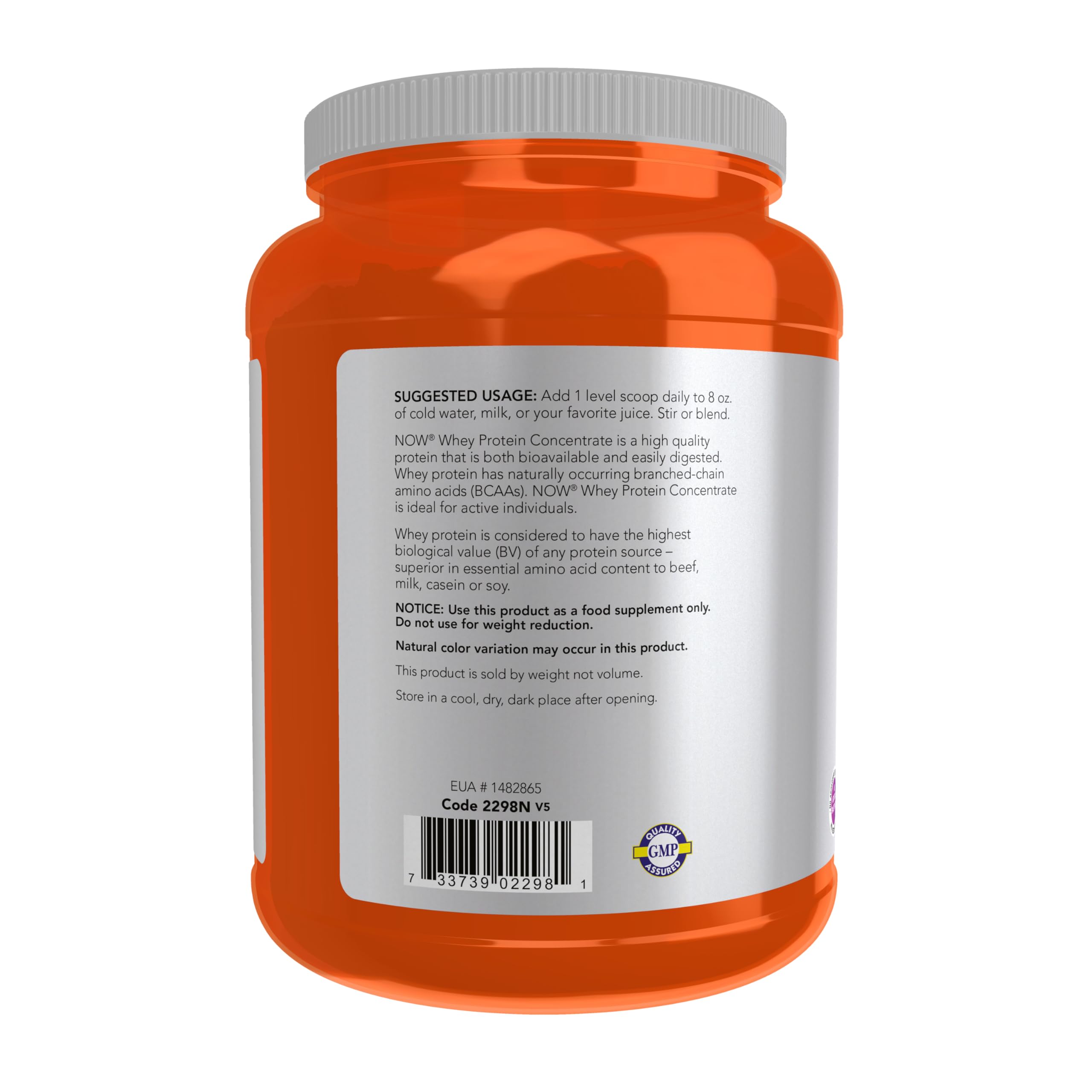 NOW Foods Whey Protein Concentrate: polvo sin sabor que se mezcla fácilmente en batidos.