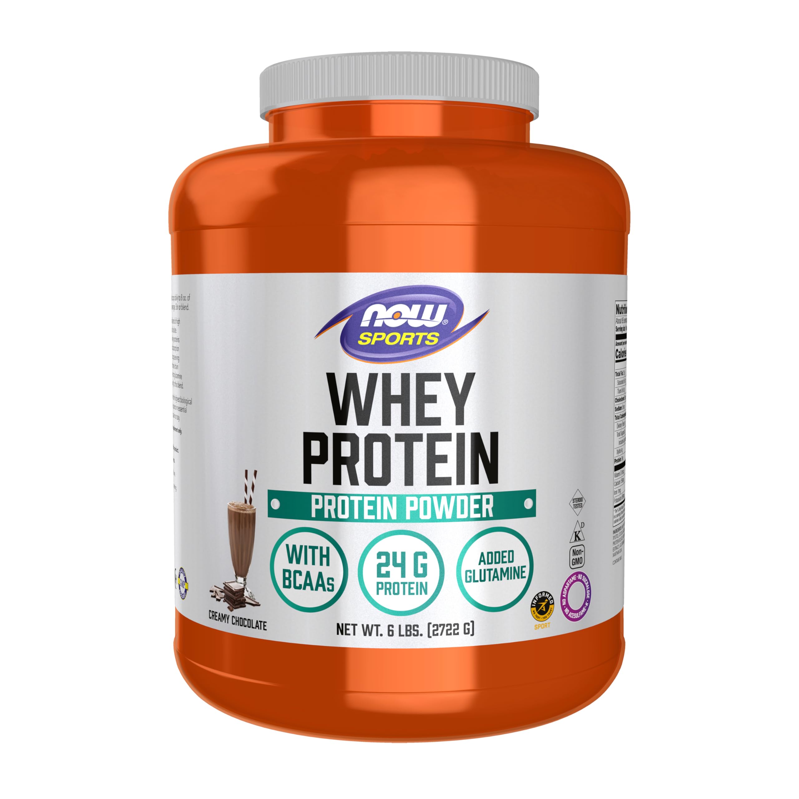 NOW Foods Proteína de Suero crema chocolate en bote, ideal para batidos de entrenamiento.