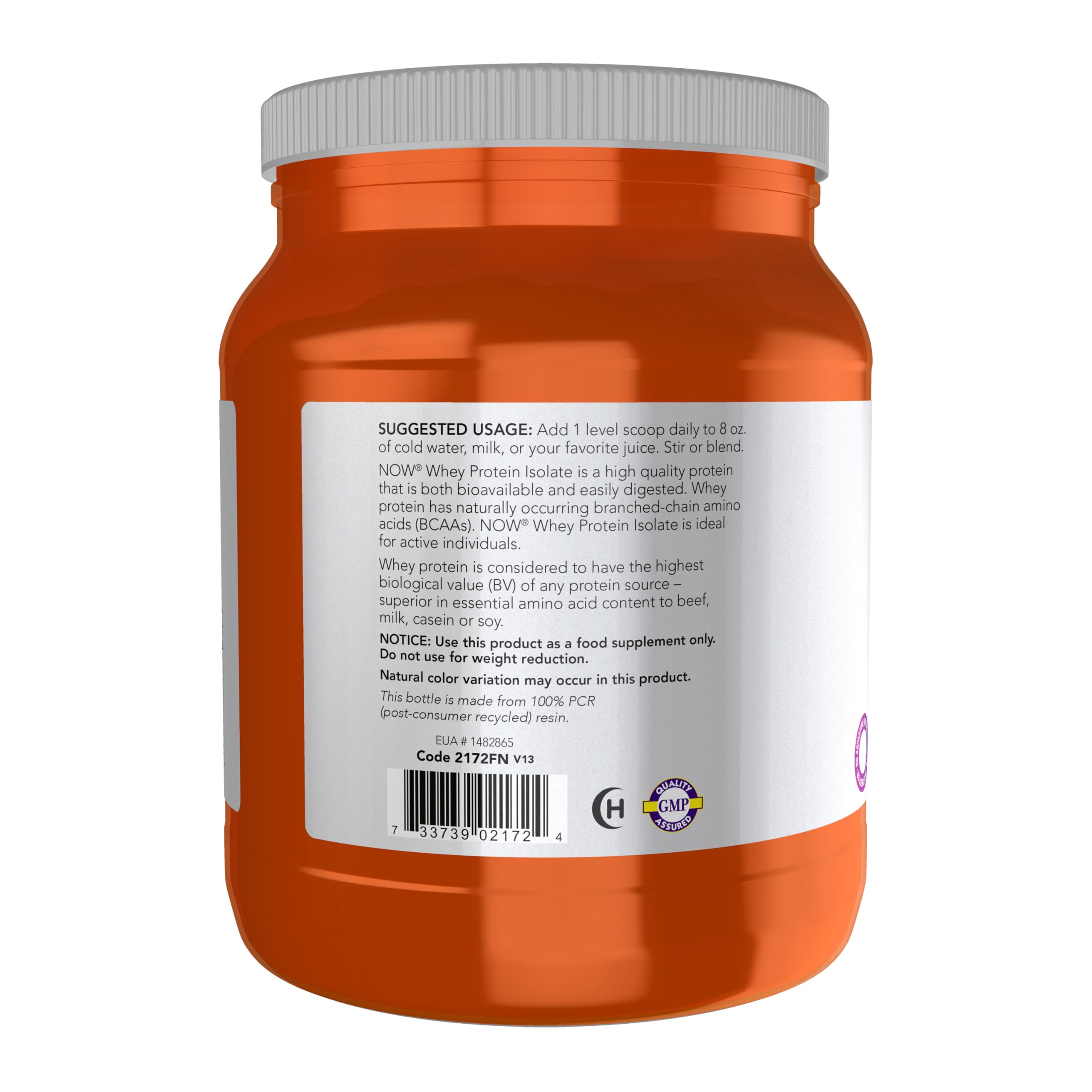 Producto con BCAAs; NOW Foods Whey Protein Isolate para apoyo diario.