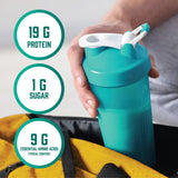NOW Foods Whey Protein en vaso, batido cremoso y satisfactorio.