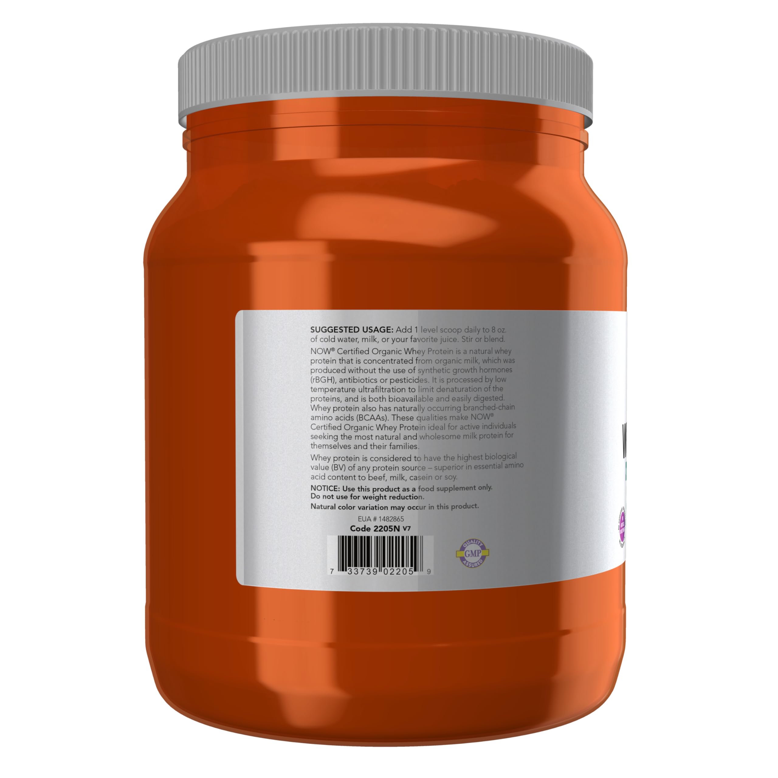 NOW Foods Whey Protein orgánica en polvo, sabor neutro para recetas.