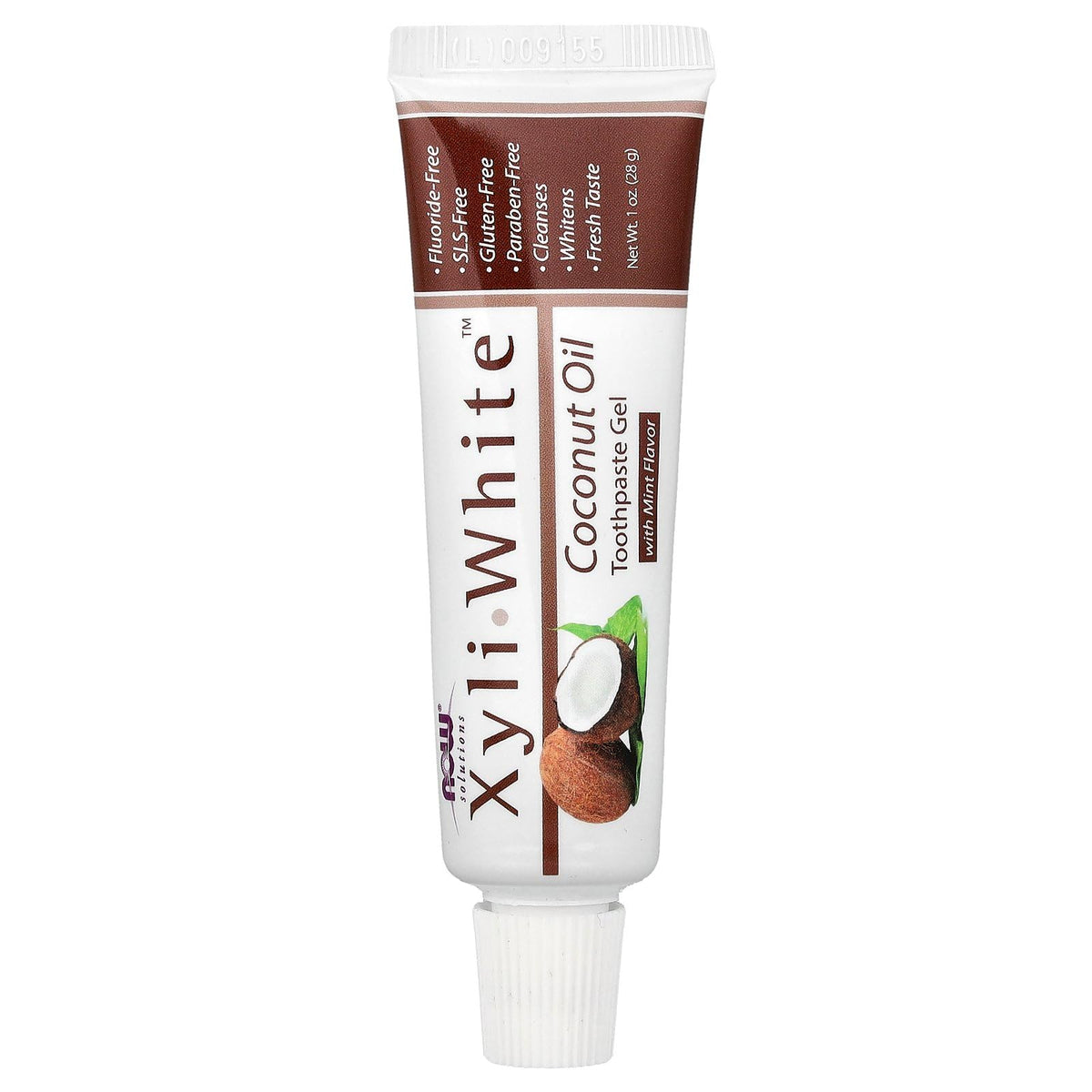 XyliWhite NOW Foods gel dental de coco en botella para uso diario