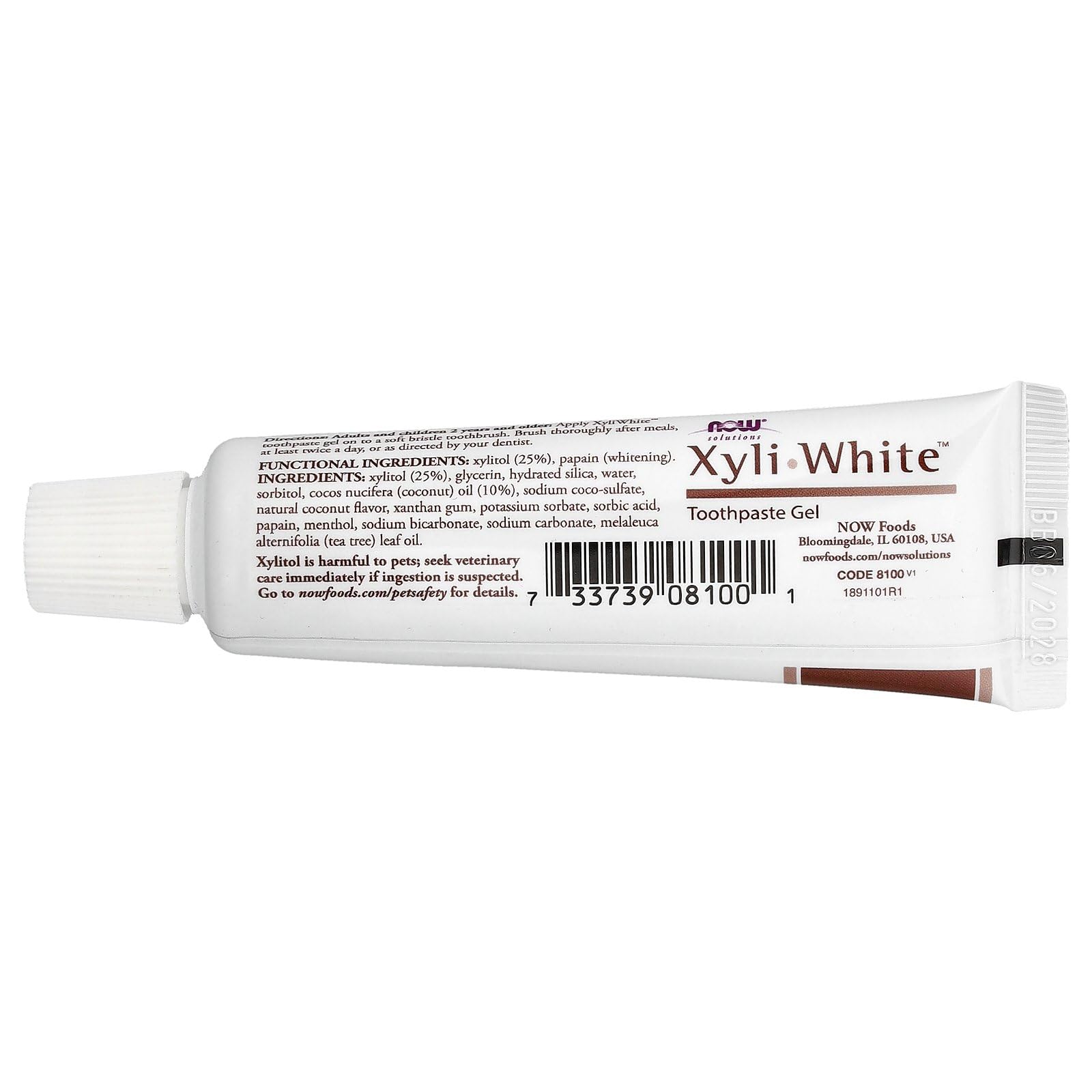 XyliWhite NOW Foods gel dental de coco con textura cremosa para cepillado suave