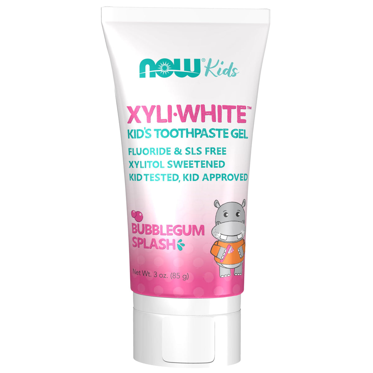 NOW XyliWhite Niños Pasta Dental Bubblegum, sabor chicle para cepillado diario