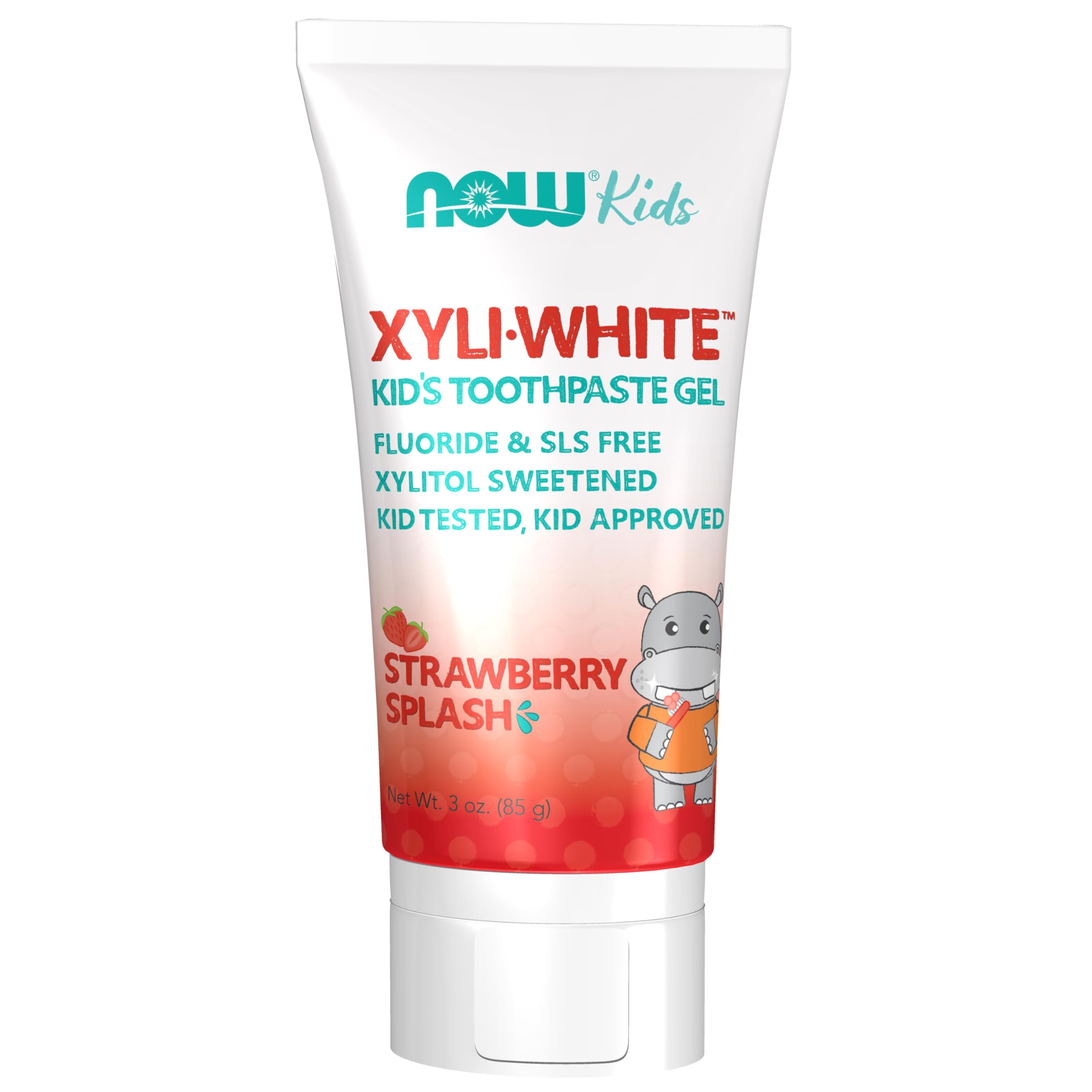 NOW Foods XyliWhite pasta dientes niños fresa 3oz - cepillado diario agradable.