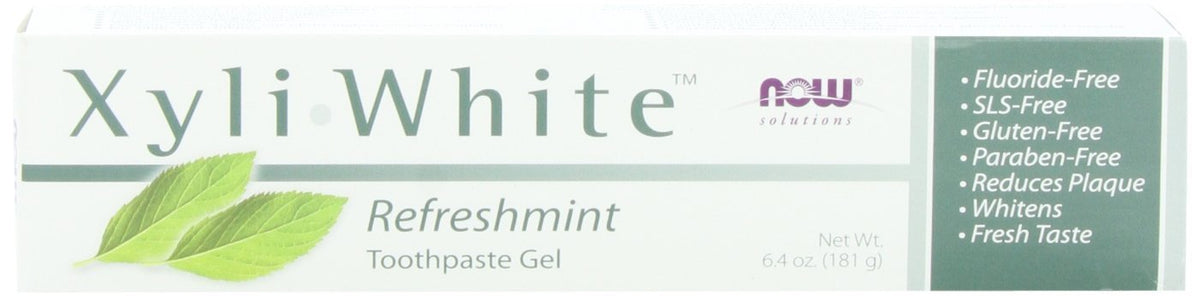 NOW Foods XyliWhite Refreshmint, pasta dental sin fluoruro para limpieza diaria y frescura.