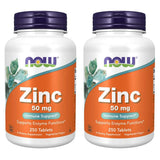 NOW Foods Zinc 50 mg, botella frontal, apoya metabolismo e inmunidad.