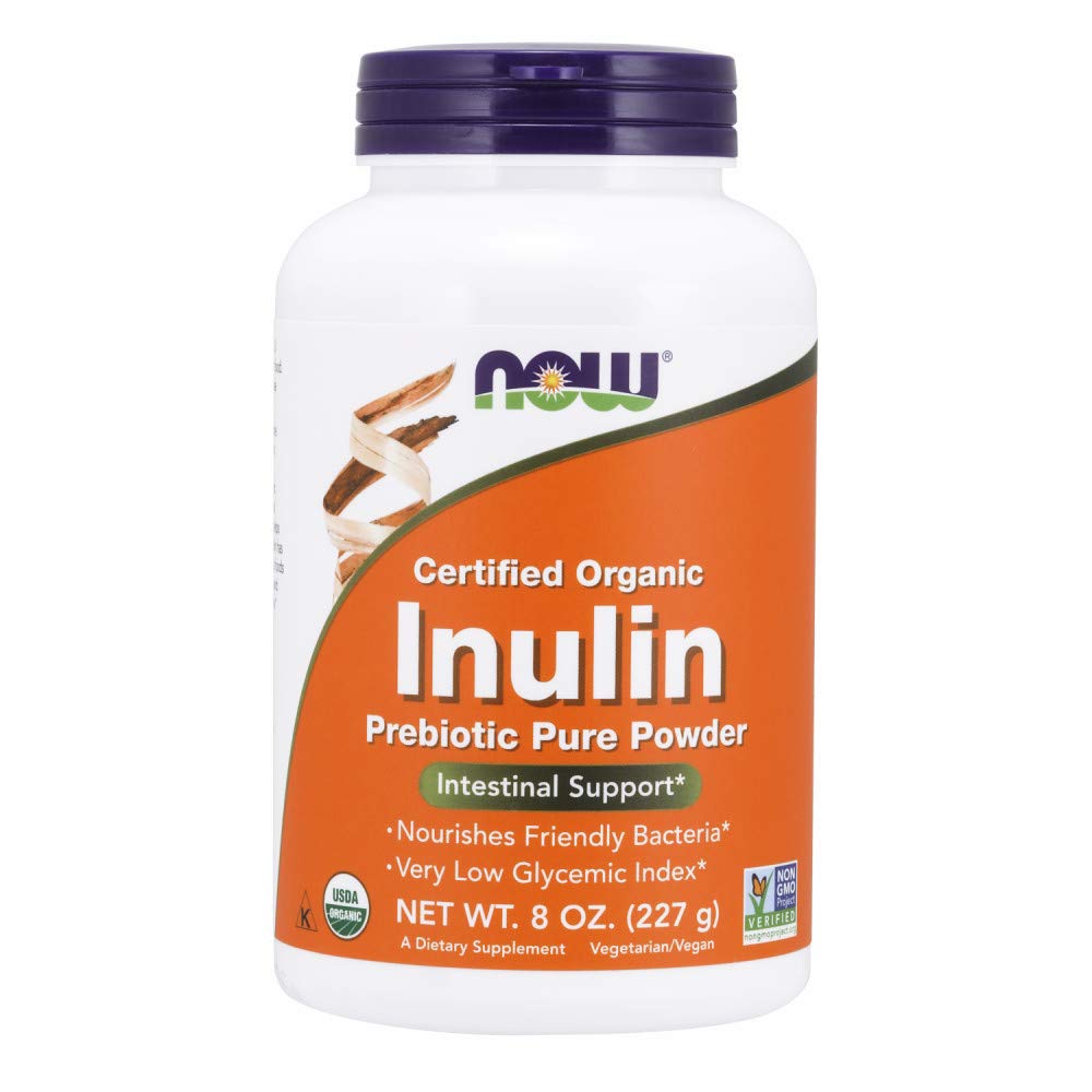 NOW Foods Inulina Orgánica en Polvo: envase de 8 oz para uso diario