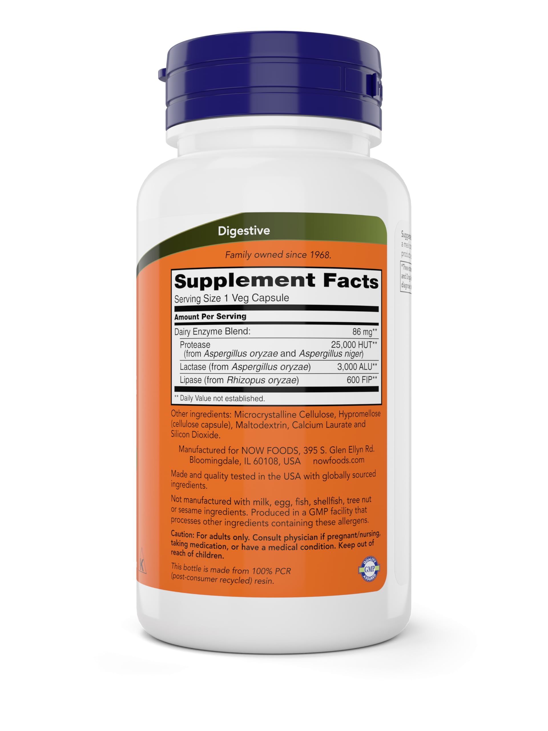 NOW Dairy Digest Complete – cápsulas vegetarianas para una digestión de lácteos más suave.
